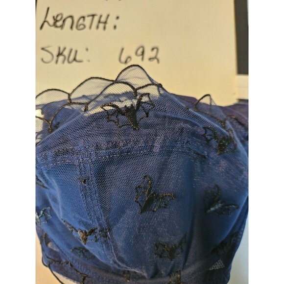Adore Me Bra Womens 44D Black Bats on Blue Lace Mesh Balconette Underwire BAL - Picture 7 of 7